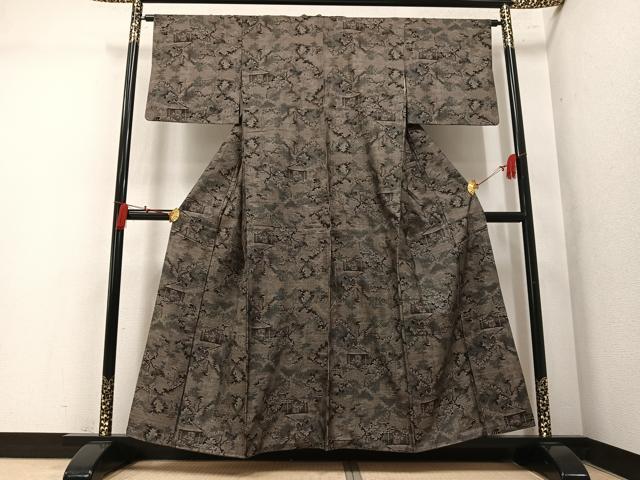 平和屋着物●本場大島紬　9マルキ　風景草木文　正絹　逸品　AABM1279ph