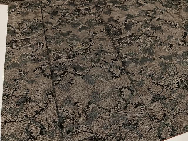平和屋着物●本場大島紬　9マルキ　風景草木文　正絹　逸品　AABM1279ph