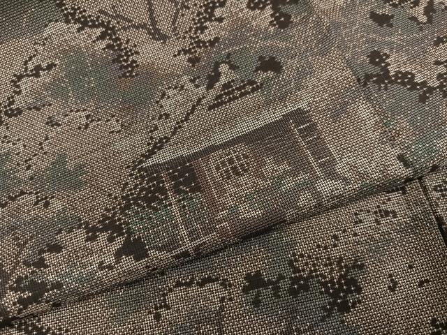 平和屋着物●本場大島紬　9マルキ　風景草木文　正絹　逸品　AABM1279ph