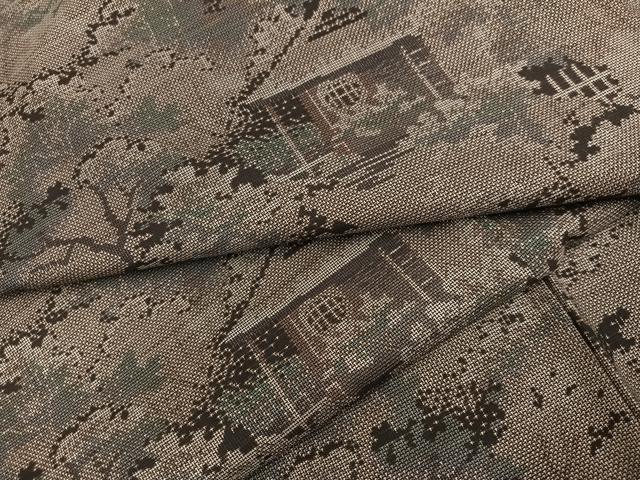 平和屋着物●本場大島紬　9マルキ　風景草木文　正絹　逸品　AABM1279ph
