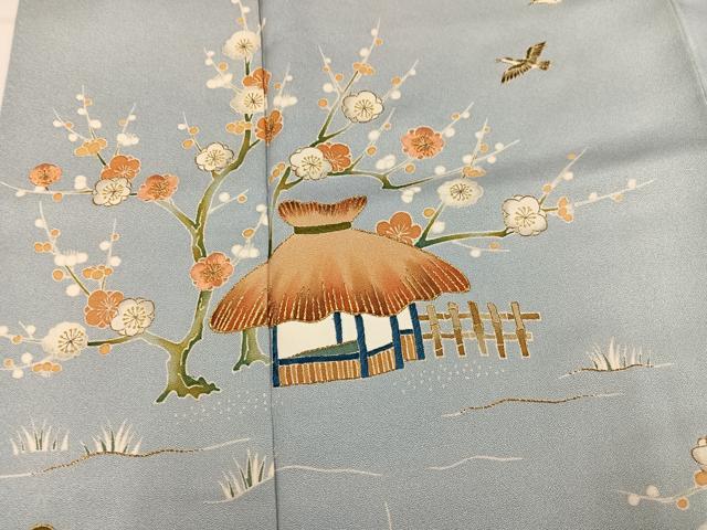 平和屋着物●野口彦太郎　大彦三代目　江戸染繍友禅　色留袖　刺繍　風景花鳥紋　金糸　正絹　逸品　AABM1280ph