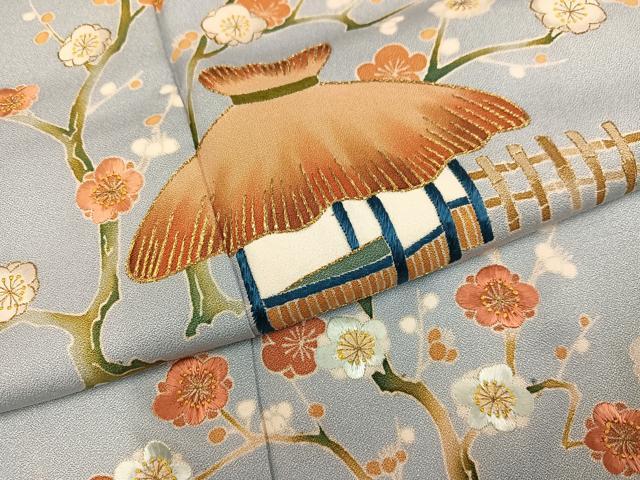 平和屋着物●野口彦太郎　大彦三代目　江戸染繍友禅　色留袖　刺繍　風景花鳥紋　金糸　正絹　逸品　AABM1280ph