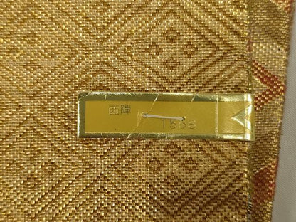 平和屋着物◎西陣　精華織物謹製　佐賀錦　六通柄袋帯　有栖川文様　正倉院花文　金糸　正絹　逸品　AABM1410ou