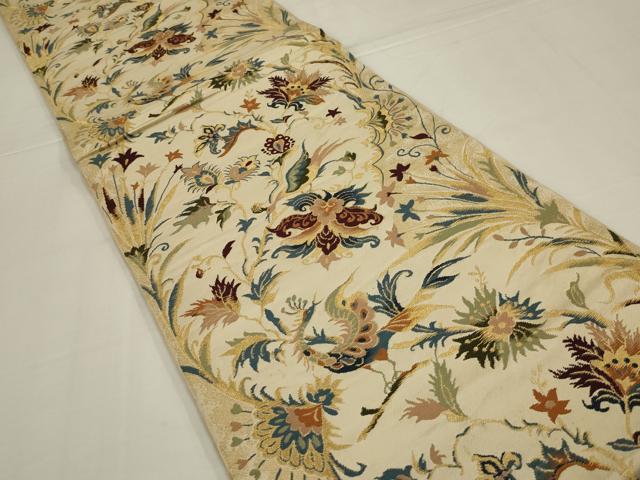 平和屋着物◎六通柄　本袋帯　更紗花鳥文　金糸　正絹　逸品　AABM1411ou
