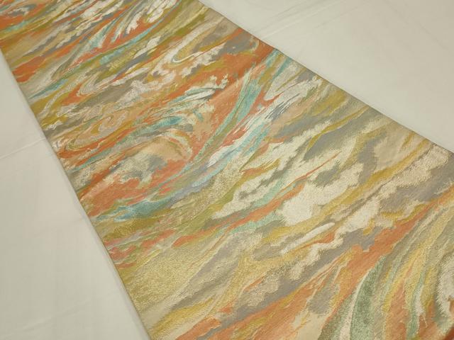 平和屋着物◎六通柄袋帯　流水文　金銀糸　正絹　逸品　AABM1412ou