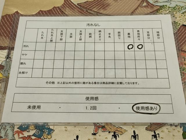 平和屋着物◎六通柄袋帯　唐織　水名所絵の内　人物風景文　金糸　正絹　逸品　AABM1416ou