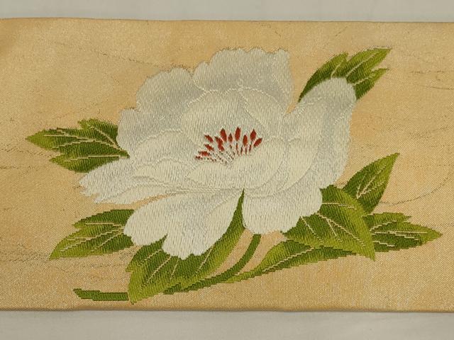 平和屋着物◎九寸名古屋帯　草花文　金糸　正絹　逸品　AABM1419ou