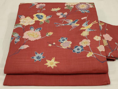 平和屋着物◎九寸名古屋帯　唐織　花鳥文　燕　つばめ　金銀糸　正絹　逸品　AABM1426ou
