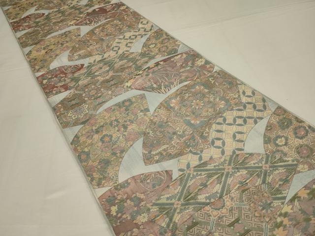 平和屋着物◎六通柄袋帯　更紗花鳥文　正絹　逸品　AABM1430ou