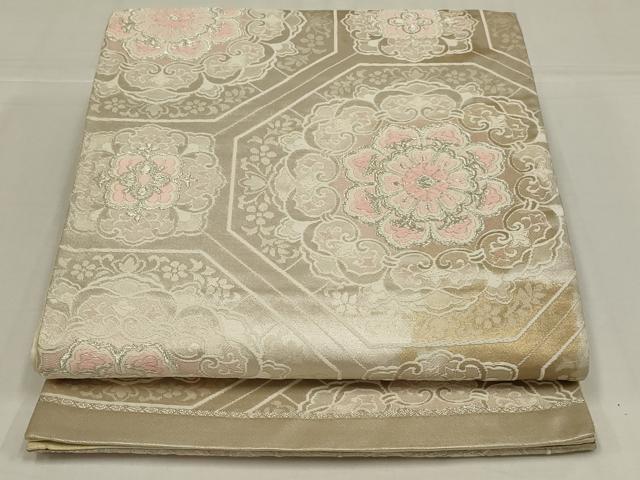 平和屋着物◎六通柄袋帯　唐織　蜀江花文　銀糸　正絹　逸品　AABM1432ou