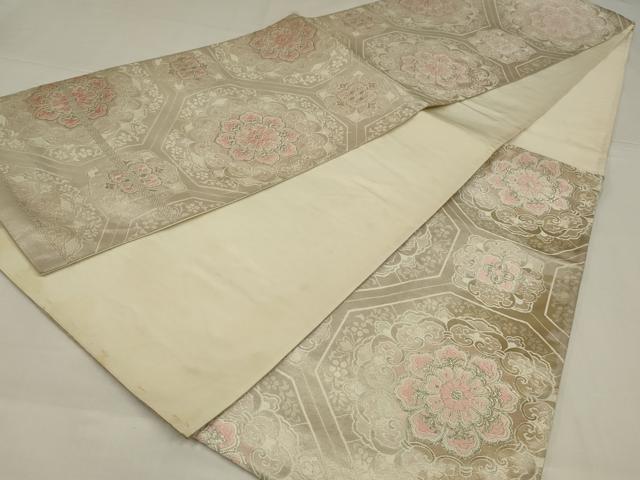 平和屋着物◎六通柄袋帯　唐織　蜀江花文　銀糸　正絹　逸品　AABM1432ou