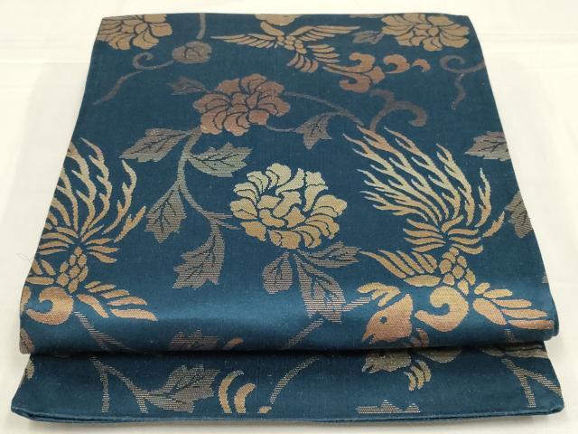平和屋着物◎六通柄袋帯　花鳥文　金糸　正絹　逸品　AABM1433ou