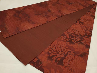 平和屋着物◎全通柄袋帯　更紗花文　鬼しぼ縮緬　正絹　逸品　AABM1437ou