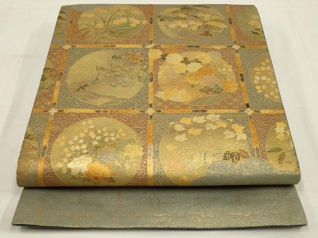 平和屋着物◎太鼓柄袋帯　天井花丸文　金糸　金彩　正絹　逸品　AABM1439ou
