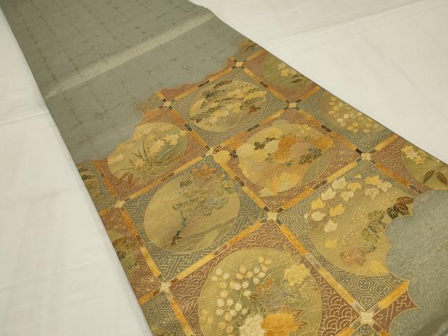 平和屋着物◎太鼓柄袋帯　天井花丸文　金糸　金彩　正絹　逸品　AABM1439ou