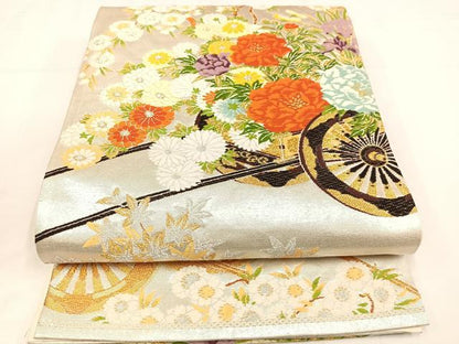平和屋着物◎六通柄袋帯　唐織　花車文　金銀糸　正絹　逸品　AABM1441bw