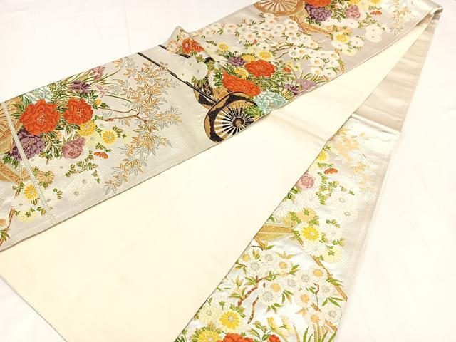 平和屋着物◎六通柄袋帯　唐織　花車文　金銀糸　正絹　逸品　AABM1441bw