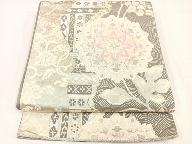 平和屋着物◎西陣　六通柄袋帯　唐織　正倉院花文　金銀糸　正絹　逸品　AABM1444bw
