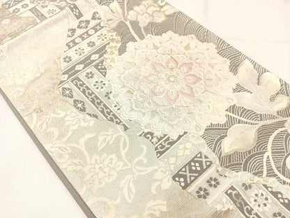 平和屋着物◎西陣　六通柄袋帯　唐織　正倉院花文　金銀糸　正絹　逸品　AABM1444bw