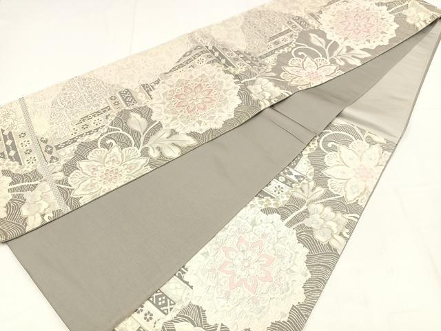 平和屋着物◎西陣　六通柄袋帯　唐織　正倉院花文　金銀糸　正絹　逸品　AABM1444bw