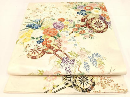 平和屋着物◎六通柄袋帯　唐織　花車文　金銀糸　正絹　逸品　AABM1450bw