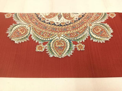平和屋着物◎塩瀬　九寸名古屋帯　手描き　更紗花文　金彩　正絹　逸品　AABM1451bw