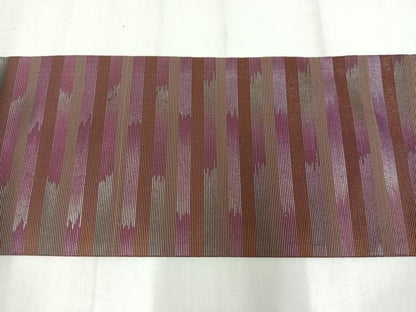 平和屋着物◎九寸名古屋帯　霞横段文　銀糸　正絹　逸品　AABM1452bw