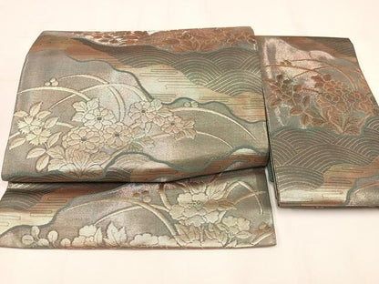 平和屋着物◎つけ帯　芝花文　金糸　AABM1456bw