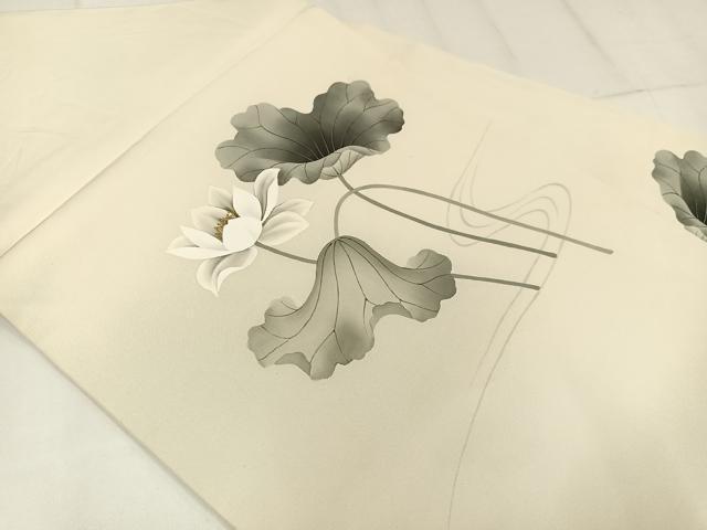 平和屋着物◎塩瀬　九寸名古屋帯　流水枝花文　金彩　正絹　逸品　AABM1459bw