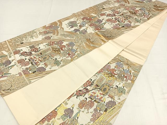 平和屋着物◎六通柄袋帯　唐織　京洛葵祭の図　金銀糸　正絹　逸品　AABM1466bw