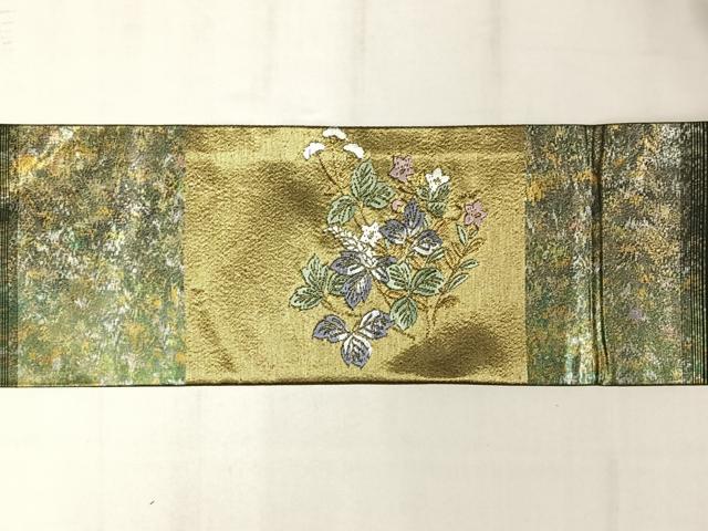 平和屋着物◎九寸名古屋帯　唐織　草花文　金糸　正絹　逸品　AABM1469bw