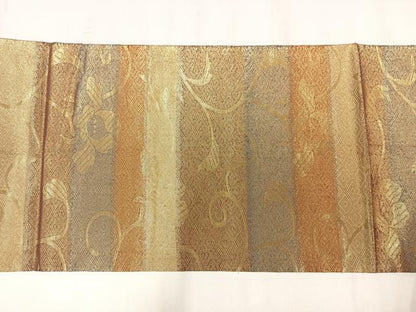 平和屋着物◎佐賀錦　九寸開き名古屋帯　花唐草文　金糸　正絹　逸品　AABM1473bw