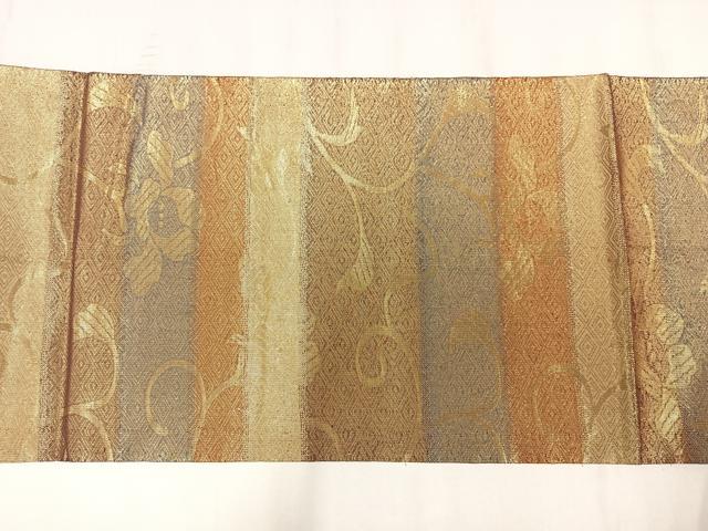 平和屋着物◎佐賀錦　九寸開き名古屋帯　花唐草文　金糸　正絹　逸品　AABM1473bw