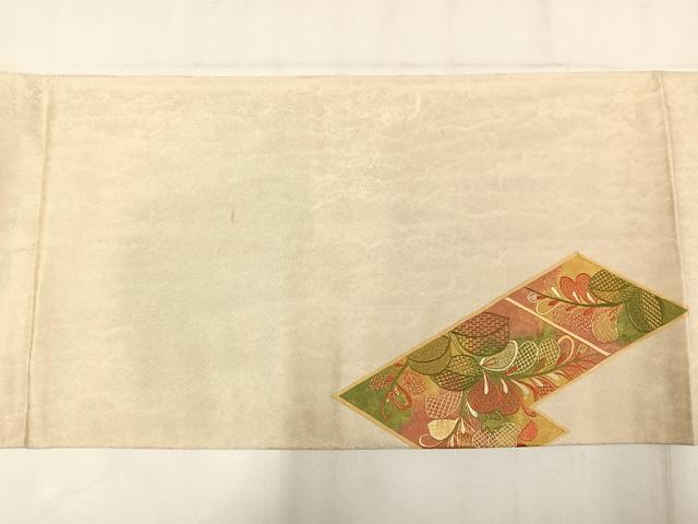 平和屋着物◎太鼓柄袋帯　刺繍　松皮菱花文　正絹　逸品　AABM1474bw