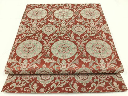 平和屋着物◎八寸名古屋帯　花丸文　金糸　正絹　逸品　AABM1480bw