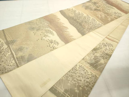 平和屋着物◎六通柄袋帯　樹林風景文　正絹　逸品　AABM1481od