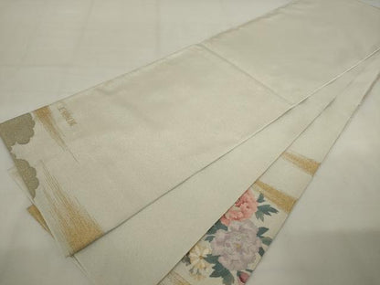 平和屋着物◎太鼓柄袋帯　王朝庭園　金銀糸　正絹　逸品　未使用　AABM1485od