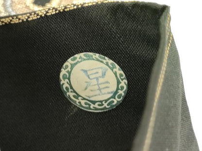 平和屋着物◎六通柄袋帯　唐織　更紗花文　黒地　金銀糸　正絹　逸品　AABM1486od