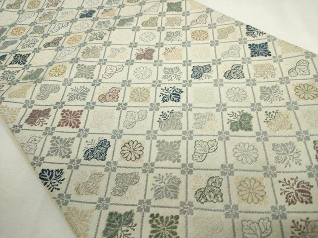 平和屋着物◎六通柄袋帯　花菱文　金銀糸　正絹　逸品　AABM1494od