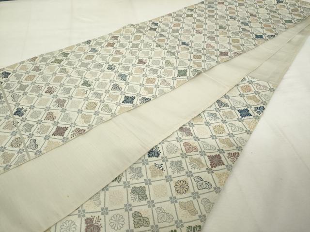 平和屋着物◎六通柄袋帯　花菱文　金銀糸　正絹　逸品　AABM1494od