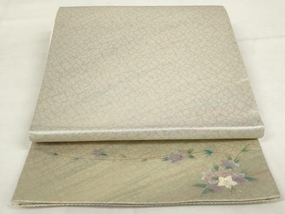 平和屋着物◎六通柄袋帯　螺鈿　枝花文　金糸　正絹　逸品　AABM1496od