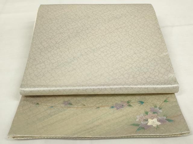 平和屋着物◎六通柄袋帯　螺鈿　枝花文　金糸　正絹　逸品　AABM1496od