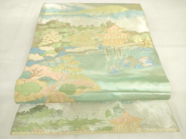 平和屋着物◎六通柄袋帯　浜松風景文　金銀糸　正絹　逸品　AABM1501od