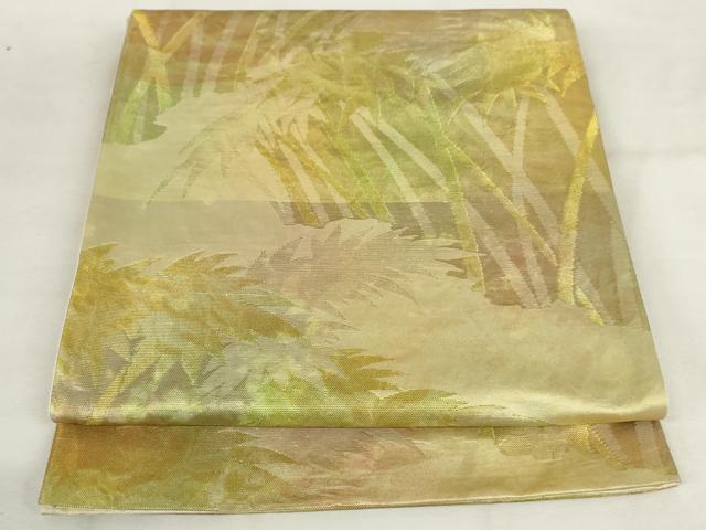 平和屋着物◎六通柄袋帯　笹竹文　金糸　正絹　逸品　AABM1502od