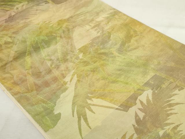 平和屋着物◎六通柄袋帯　笹竹文　金糸　正絹　逸品　AABM1502od