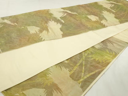 平和屋着物◎六通柄袋帯　笹竹文　金糸　正絹　逸品　AABM1502od