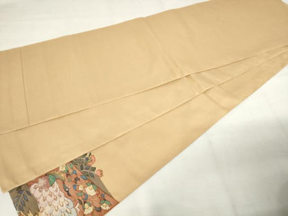 平和屋着物◎太鼓柄袋帯　すくい織　花鳥文　正絹　逸品　AABM1535od