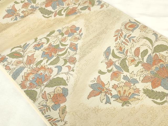 平和屋着物◎六通柄袋帯　更紗花文　金糸　正絹　逸品　AABM1536od