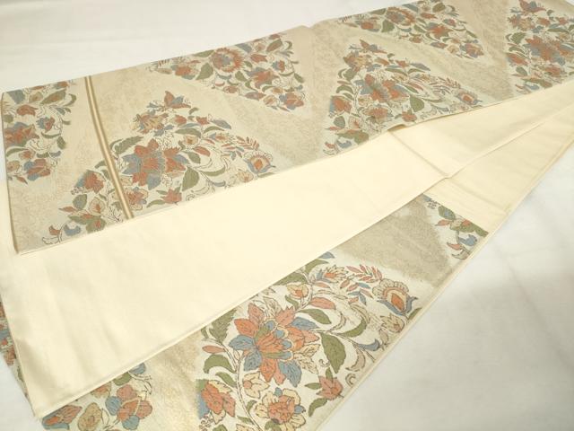 平和屋着物◎六通柄袋帯　更紗花文　金糸　正絹　逸品　AABM1536od