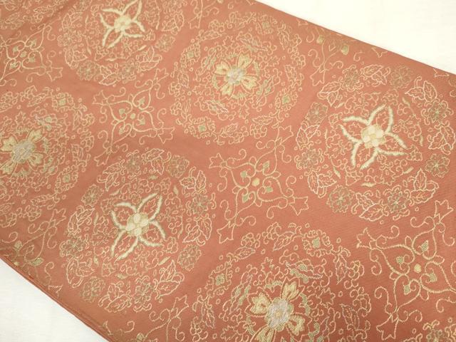 平和屋着物◎六通柄　本袋帯　唐織　飾花文　金銀糸　正絹　逸品　AABM1542od
